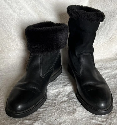 Женские ботильоны Rockport 8,5 M из черной кожи, замши и искусственного меха миндальной формы с носком - Изображение 1 из 4