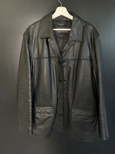 Vintage Chevignon Black Cow Leather Jacket Size XL - Picture 1 of 9