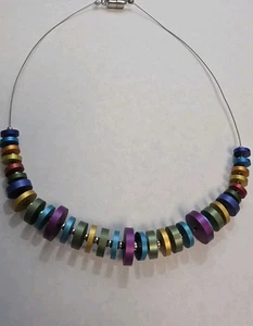 Modern Artistic Necklace With Aluminum Cable And Magnetic Clasp 17" FREE SHIP!! - Picture 1 of 9