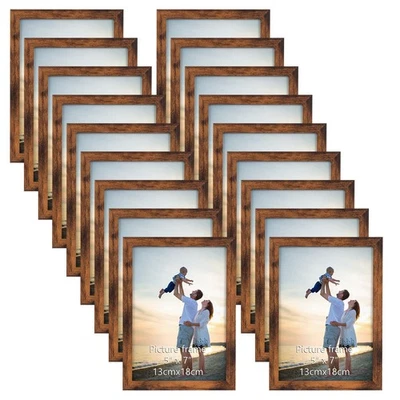 18 Packs 5x7 Rustic Brown Multi Plastic Picture Frames Set with Plastic Cover... - Image 1 of 4