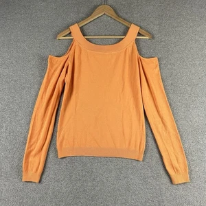 Emporio Della Moda Women's Cold Shoulder Knit Top Orange Long Sleeve M - Foto 1 di 8