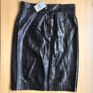 Falda de Cuero Ralph Lauren 10 Etiqueta Negra Nueva con Etiquetas Rodilla Forrada a Lápiz Hecha en Unión en EE. UU. - Imagen 1 de 17
