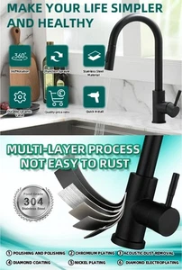 Grifo mezclador de cocina NEGRO MATE mono grifo con rociador extraíble - Imagen 1 de 7