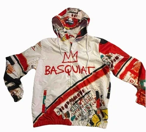 Members Only Jacket Jean Michel Basquiat Windbreaker Hoodie Mens Medium NWT - Picture 1 of 9