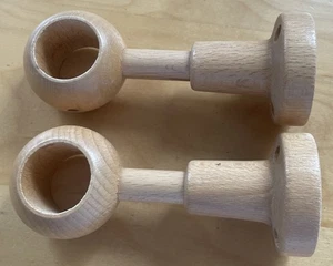 2 Wand- und Deckenhalter - Gardinenstange - Träger - Natur - Holz - Bild 1 von 5