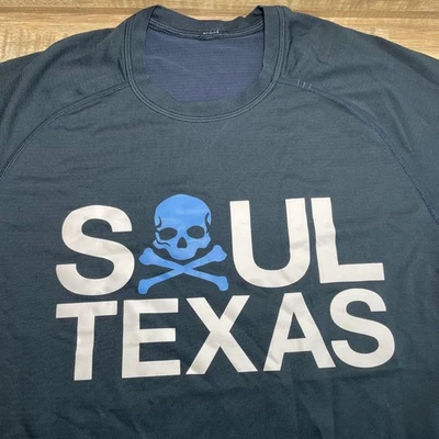 Lululemon Training Shirt Men Small Blue Soul Texas Skull Workout Athletic Top - Image 1 of 4