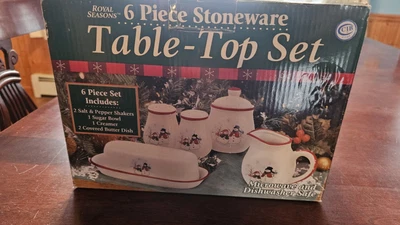 Nuevo Juego de 6 piezas diseño muñeco de nieve de gres Royal Seasons S/P azucarero crema mantequilla Foto 1 de 4