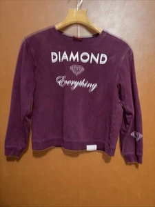 diamond supply co. diamond everything graphic cropped burgundy sweatshirt Sz M - Picture 1 of 7