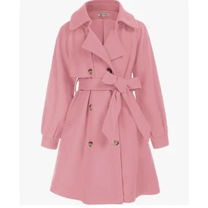 Grace Karin Pink Belted Wool-Blend Dress Coat | Girls Size 12Y | NWT - Picture 1 of 7