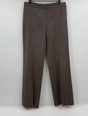 Calça loft feminina Ann Taylor 10 marrom perna reta cintura alta calças de escritório - Imagem 1 de 4