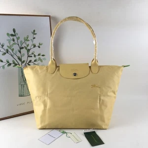 Longchamp Le Pliage Shoulder Tote Bag L Cream Yellow NEW - Picture 1 of 10