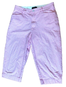 Lee Khaki Capri Pants Women's Size 12P Pink Plaid Chinos High Rise 30W x 17L - Picture 1 of 10