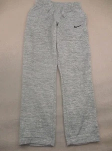 NIKE THERMA-FIT Size L Kid Unisex Gray Stretch Waist Fleece Lined Sweatpants 567 - Picture 1 of 8