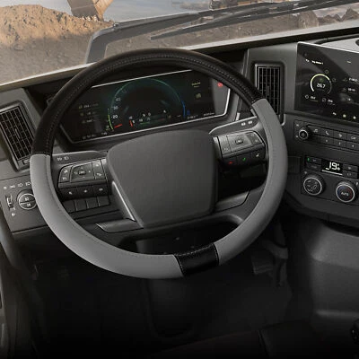 Cubierta de volante Cat® BigDrive imitación gris/negro cuero semi camión, extra... Foto 1 de 4