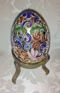 Blumen Cloisonne emailliertes Ei mit Ständer - Bild 1 von 4