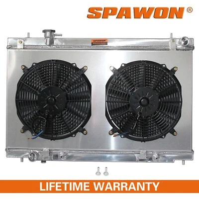 Radiador SPAWON + cubierta del ventilador para Nissan 350Z 3,5 L 2003-2006 aluminio V6 2 filas AT MT Foto 1 de 4