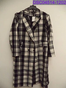 Women's Size 3X Halogen Double Breasted Check Coat Black & White HA418948WN - Picture 1 of 4
