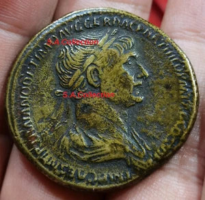 ROMAINE Sesterce TRAJAN revers REX PARTHIS DATVS S C Roi donné aux Parthes R2 ! - Imagen 1 de 5