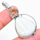 Tree Agate, Citrine Gemstone Handmade 925 Sterling Silver Jewelry Pendant 2.21"