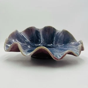 Studio Art Pottery Shell Large Candle Holder MCM Vintage Pink Purple Signed Rare - Picture 1 of 24