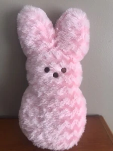 Peeps 10" Marshmallow Bunny Rabbit Pink Chevron Plush Stuffed Animal - Picture 1 of 4