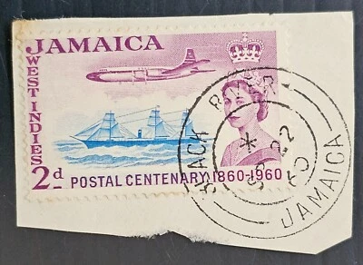 Jamaica 1960 sello 2D en pieza CD Black River Foto 1 de 2