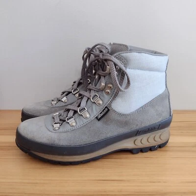 Botas de cuero gris Raichle vintage con cordones senderismo montañismo para mujer 9 M LEER Foto 1 de 4