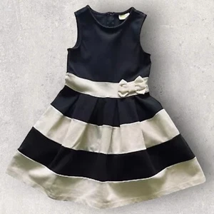 CRAZY 8 Dress Pleated Black Ivory Sleeveless Stretch Back Zip Youth Girls Size 6 - Picture 1 of 10