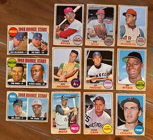 MLB Vintage Lot 1968 Topps 12 Baseball Cards VG Semi-Stars Rookies Cash Mota
