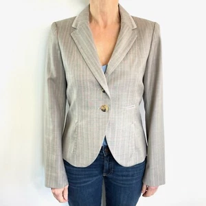 Kenzo size 40 12 Grey Pinstriped Wool Single Breasted Jacket Blazer Designer - Picture 1 of 24