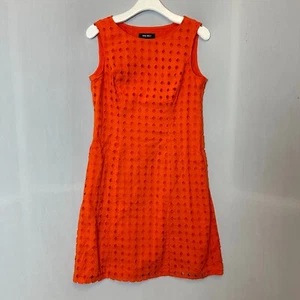 Nine West Shift Dress Womens 10 Orange Sleeveless Eyelet Pattern - Picture 1 of 12