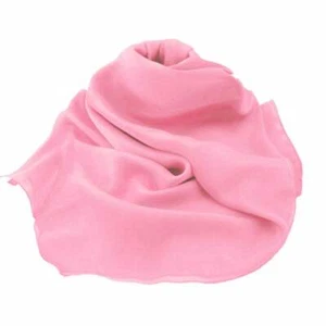 Unifarbener rosa rosa länglicher reiner Seide Chiffon Schal - Bild 1 von 1