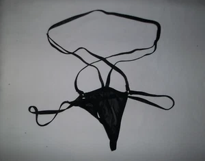 Strappy Semi-Pentagram Waist Sheer Mesh Tanga Höschen S Black Nip Goth Cyberpunk - Bild 1 von 3