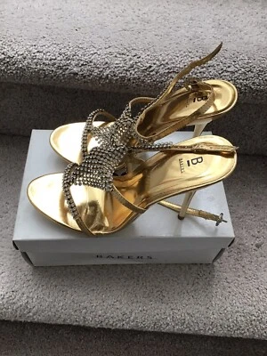 Новый Bakers блестящий блестящий золотой высокий каблук сандалии размер 7,5 - Изображение 1 из 4