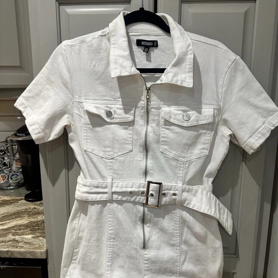 Jersey Missguided One Piece Talla 6 Denim Blanco Súper Lindo Foto 1 de 4