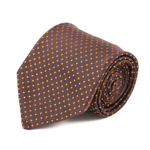 Zilli Brown and Orange Woven Dot Luxury Silk Tie NWT Classic 3.75"