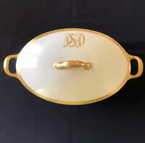 B&C Limoges France Monogramed Oval Porcelain Covered Vegetable Bernardaud & Co - Picture 1 of 24