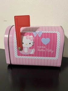 Hello Kitty Pink Valentine’s Day Tin Mail Box 6”x3.5”x4.5” w/ Red Signal Flag - Picture 1 of 5