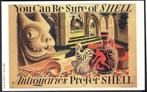 Modern Postcard: 1934 SHELL OIL & PETROL Advert: Antiquaries Prefer Shell! - Picture 1 of 1