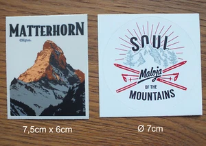 2 Sticker Aufkleber Matterhorn Maloja Monte Cervino Ski Snowboard Climb Mountain - Picture 1 of 1