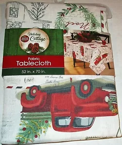 CHRISTMAS Fabric Table Cloth FARM FRESH CHRISTMAS TREES 52" X 70" Seats 4-6 - Picture 1 of 2