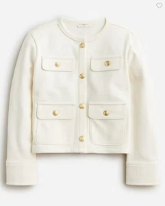 New Crewcuts Girls French Terry Lady Jacket Ivory Pocket Long Sleeve Sz 6 7 - Picture 1 of 3
