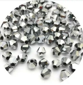 Silver Grey Bicone Beads 4mm 100pc - Picture 1 of 1