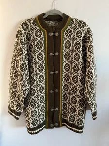 Cárdigan suéter vintage A.S Evebofoss 100 % lana cierres nórdicos de peltre talla 56 - Imagen 1 de 4