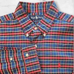 NWT Polo Ralph Lauren Mens XL Button Down Shirt Plaid Red Blue Tartan Long Sleev - Picture 1 of 10