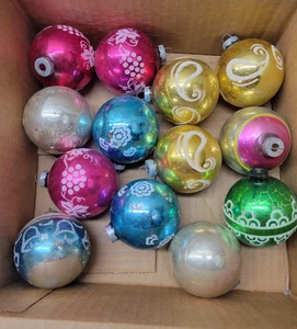 13 USA Christmas Glitter Ornament Winter Bulb Vintage Bells Grapes Swirl Flowers - Picture 1 of 8