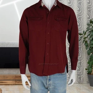 40s Vintage H Bar C Wool Western Shirt Burgundy 2XS - Picture 1 of 11