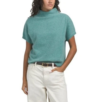 Suéter de manga corta TAHARI cuello embudo 100 % 2 capas cachemir LUJO SUAVE para mujer L Foto 1 de 4