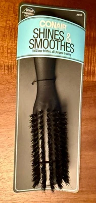 Conair Shines & Smoothes 100% Boar Bristles All Purpose Hair brush 95119Z NEW - Image 1 of 2