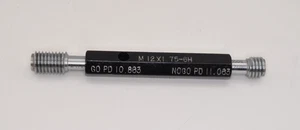 M12 x 1.75 5H ~ Metric ~ Thread Plug Gage ~  Go/NoGo -12 mm ~ 1.75 Lead - Widell - Picture 1 of 1